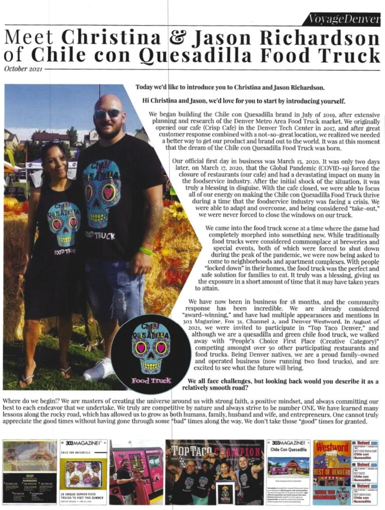 Chile con Quesadilla A food truck featuring award winning green chile